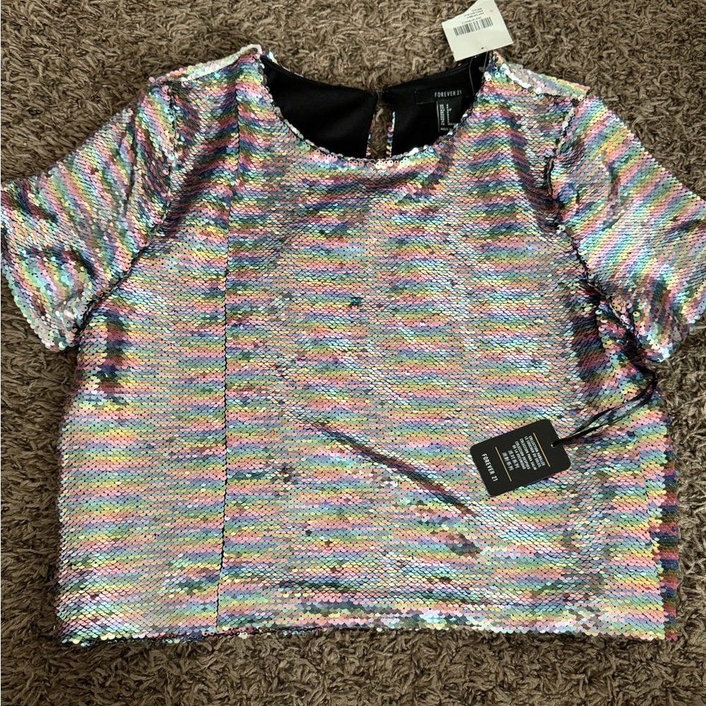 Forever 21 Iridescent Sequin Top